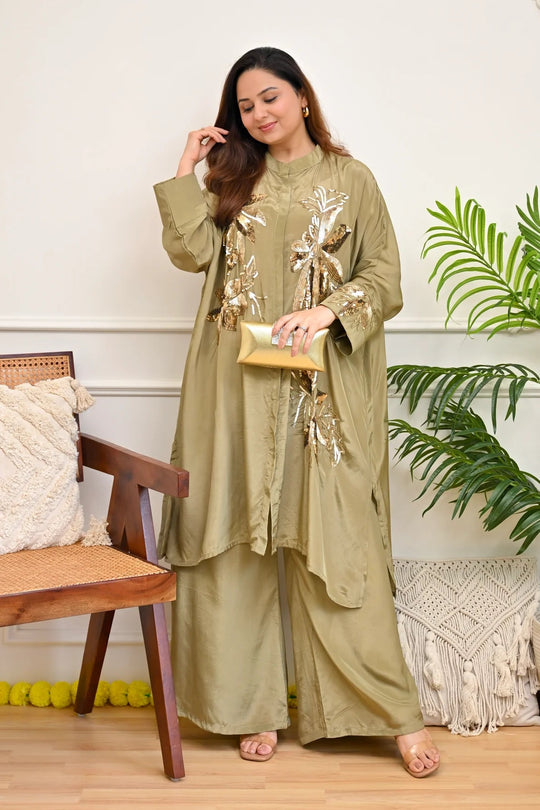 Kashvi Olive Embellished Co-ord Set