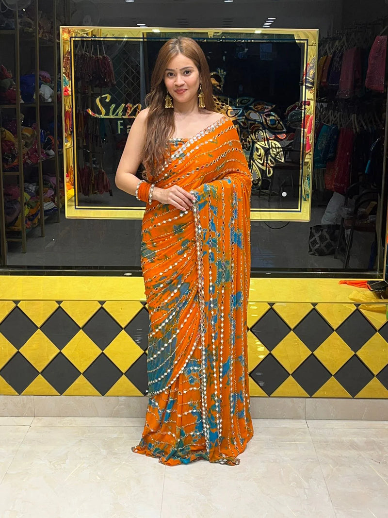 Premium Handwork Pure Chiffon Saree