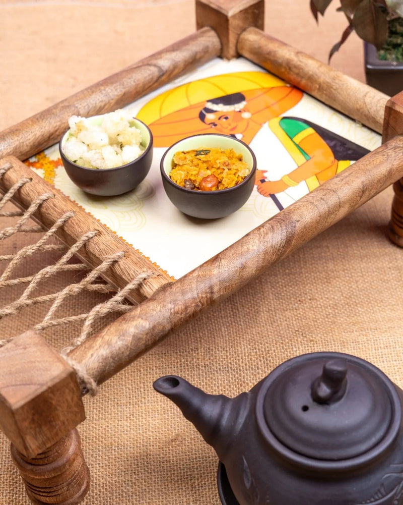 Premium Mango Wood Handcrafted Khaat Platter