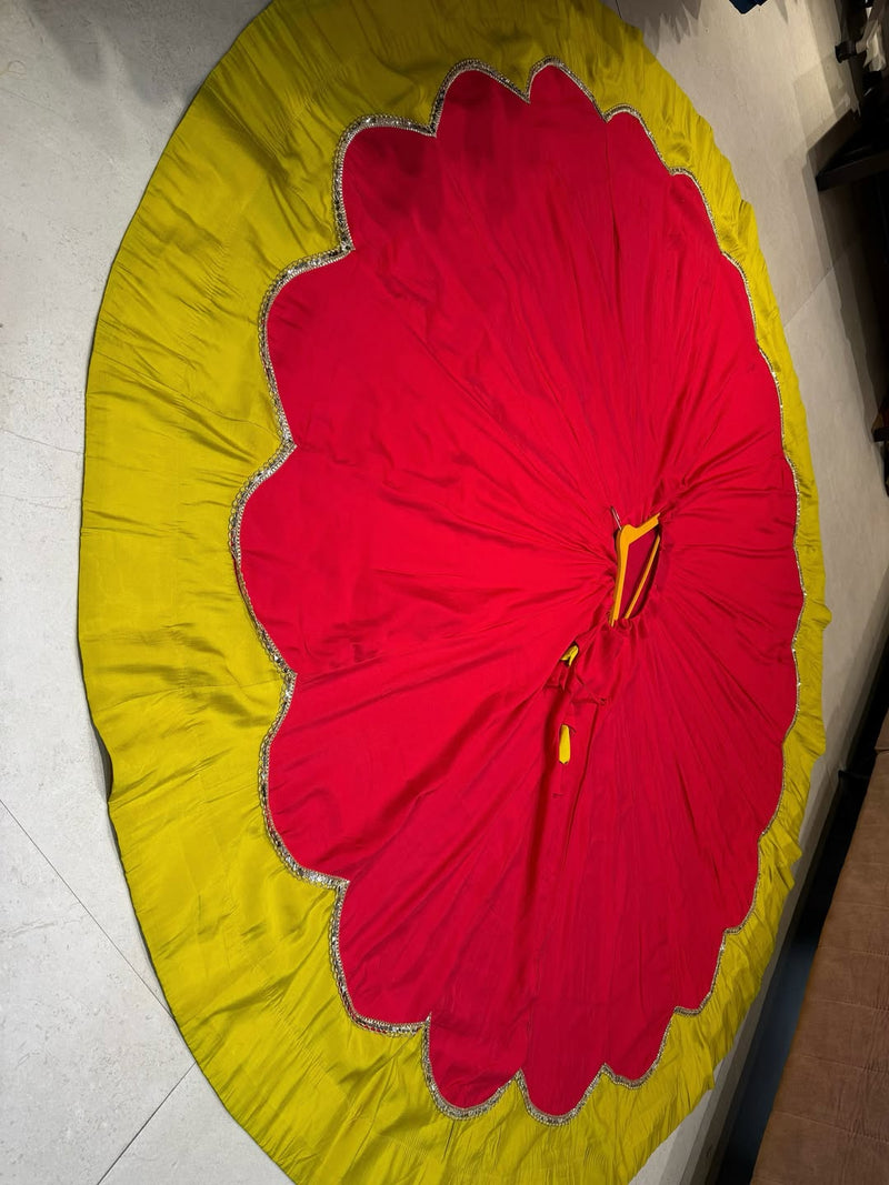 Flared Navratri Lehenga Skirt with Scallop Border