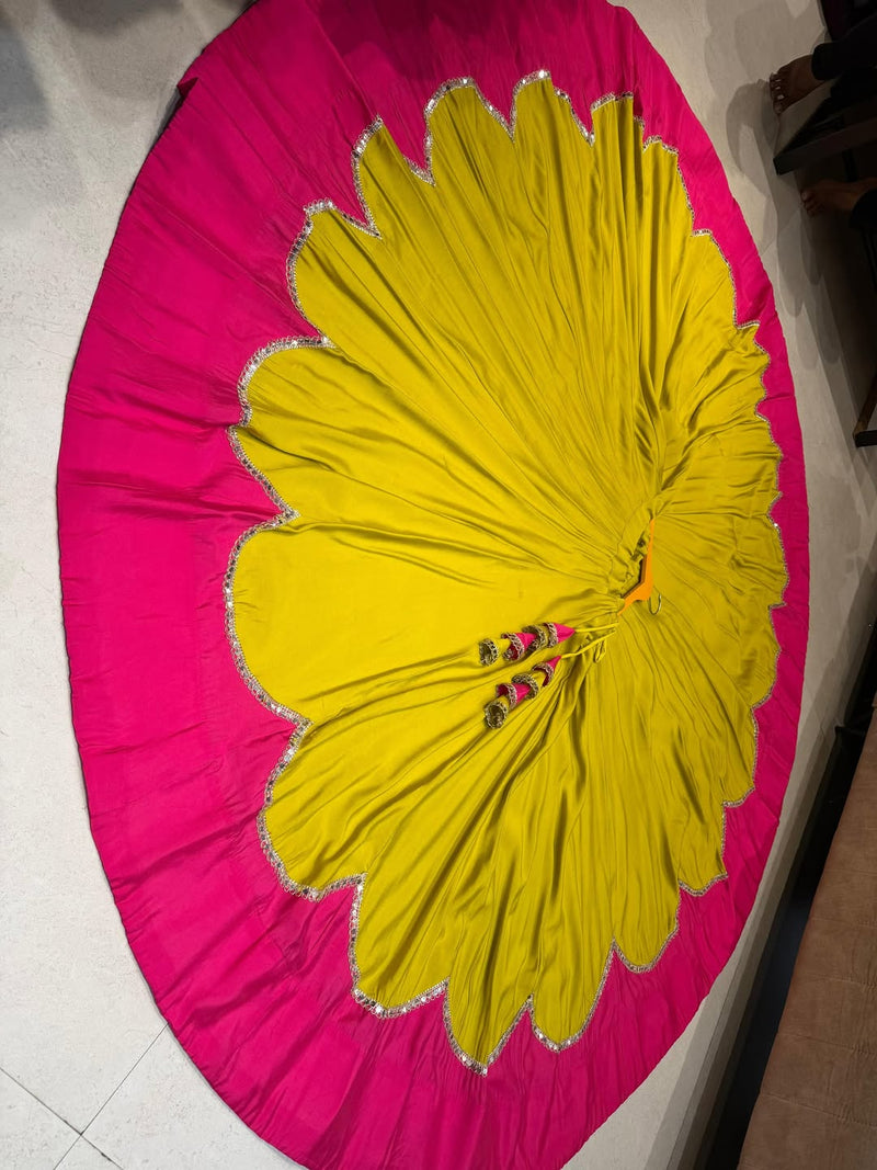 Flared Navratri Lehenga Skirt with Scallop Border