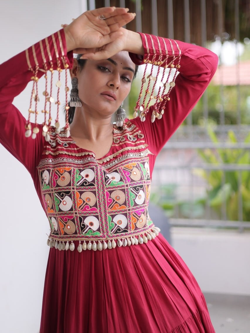 Mehr Crimson Garba Gown