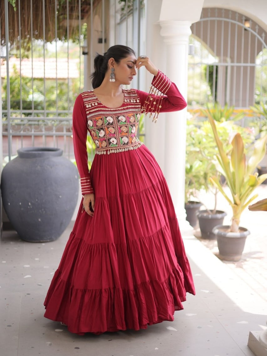 Mehr Crimson Garba Gown