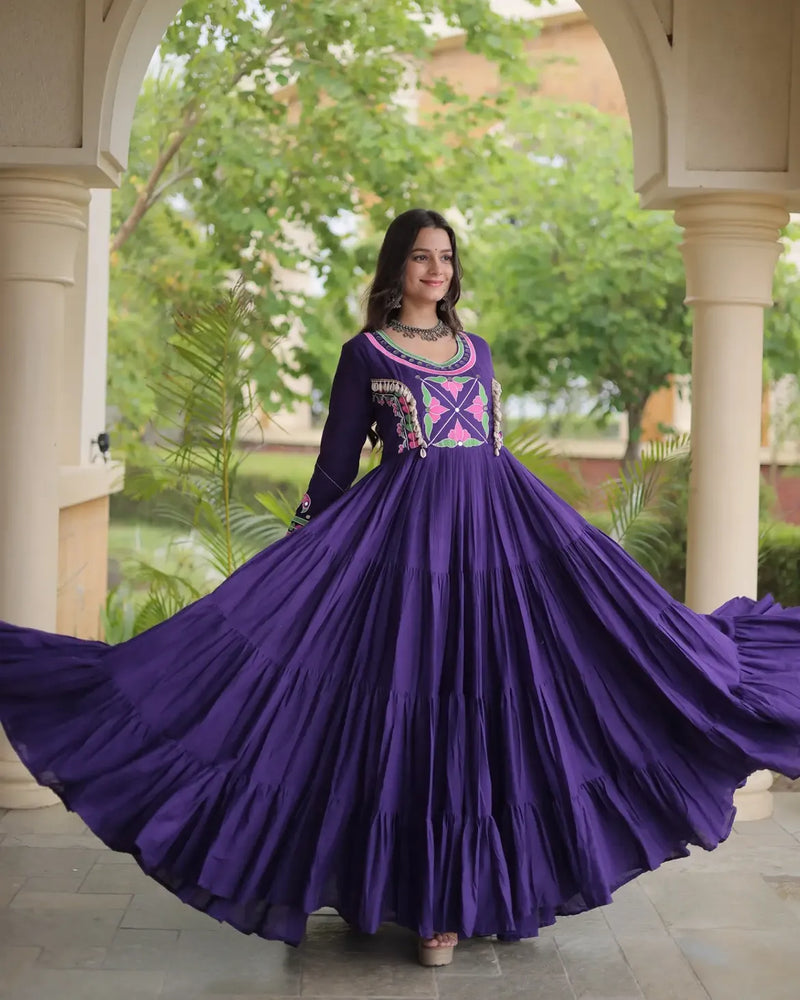 Riva Folk Embroidered Navratri Gown