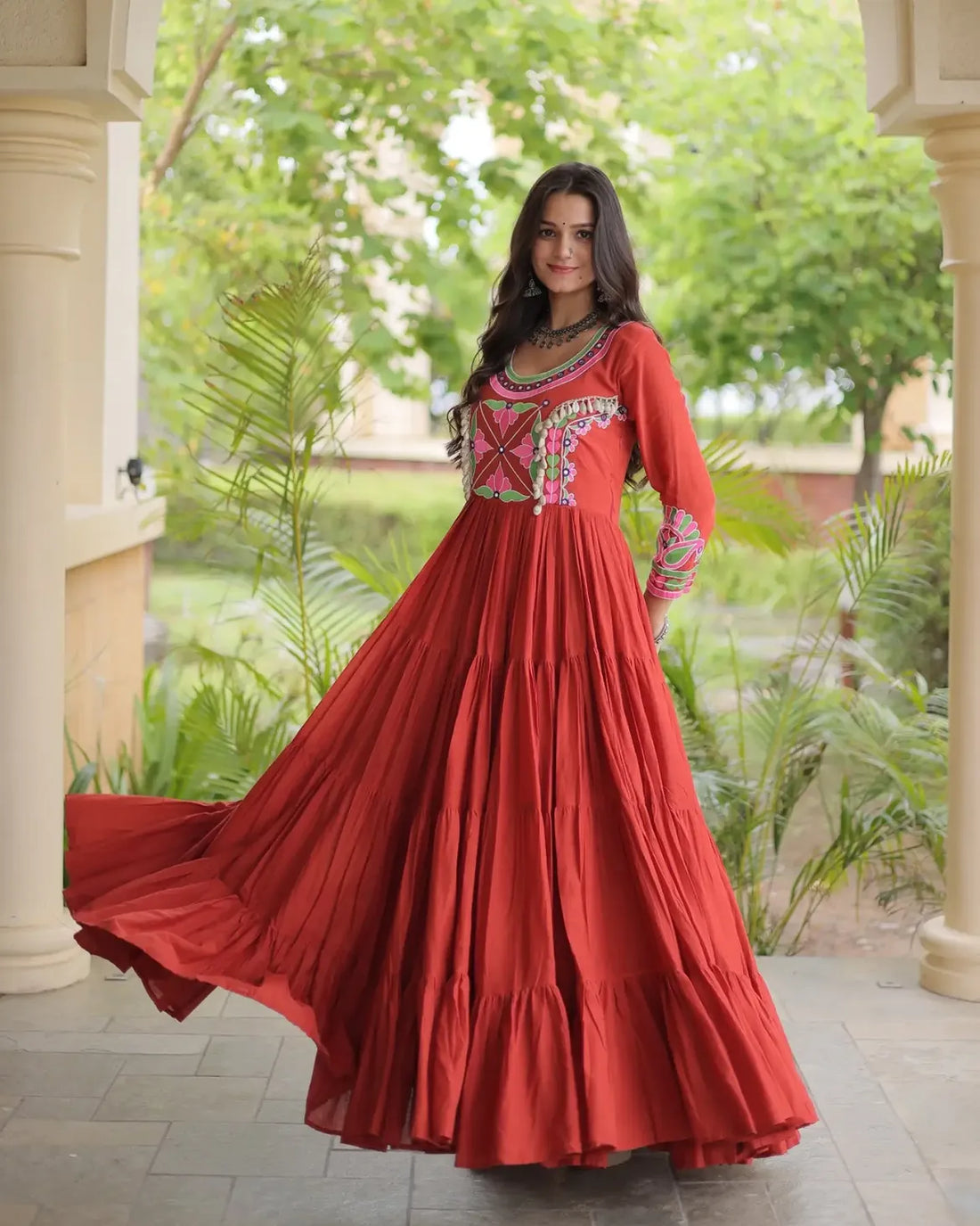Riva Folk Embroidered Navratri Gown