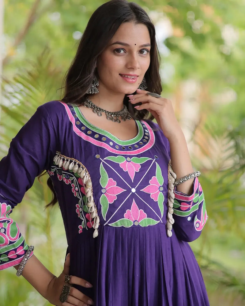 Riva Folk Embroidered Navratri Gown