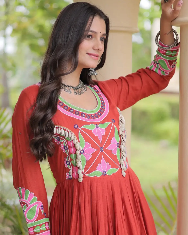Riva Folk Embroidered Navratri Gown