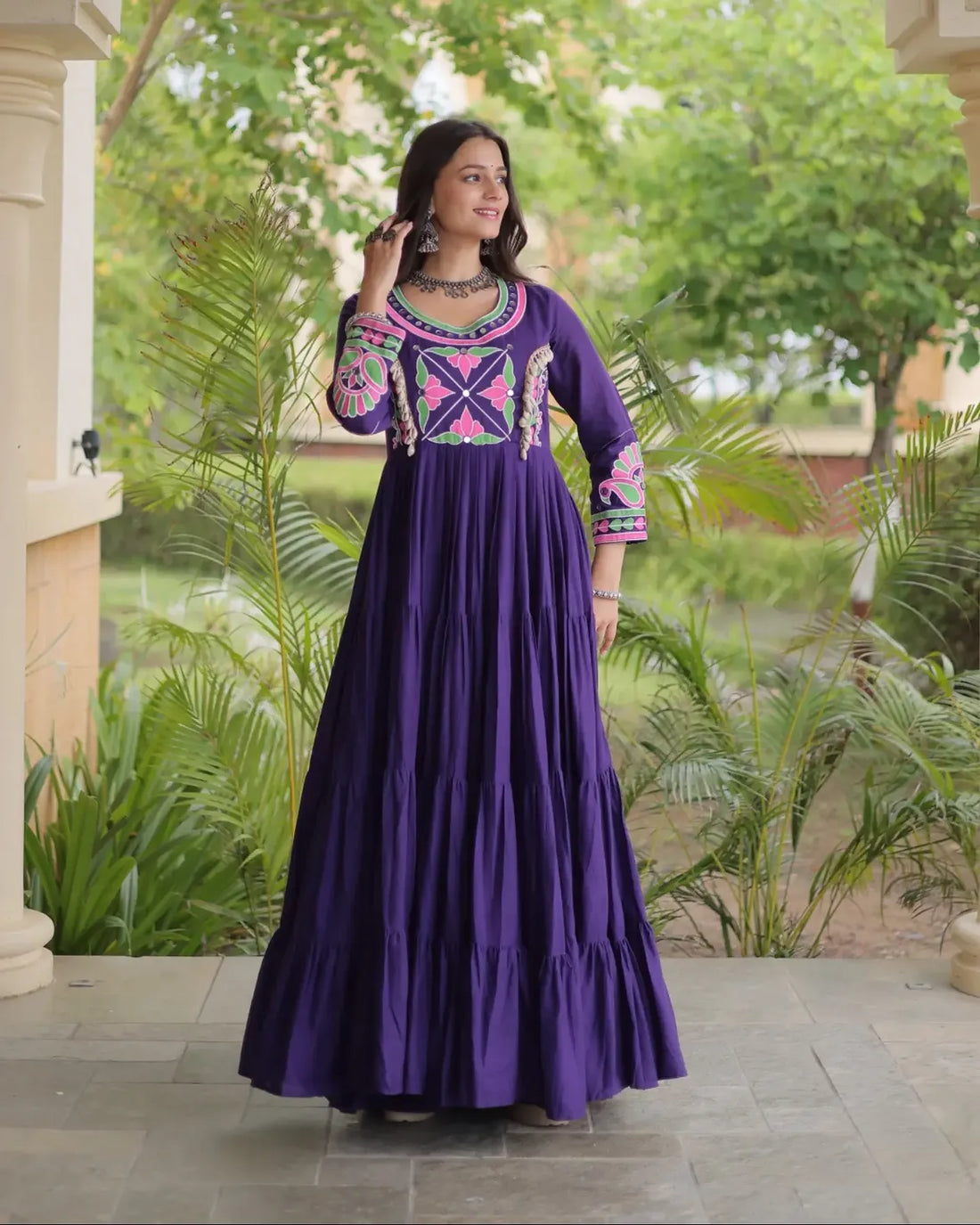 Riva Folk Embroidered Navratri Gown