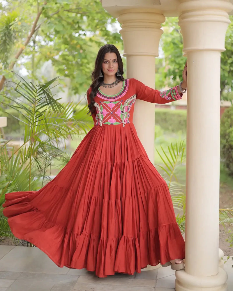 Riva Folk Embroidered Navratri Gown