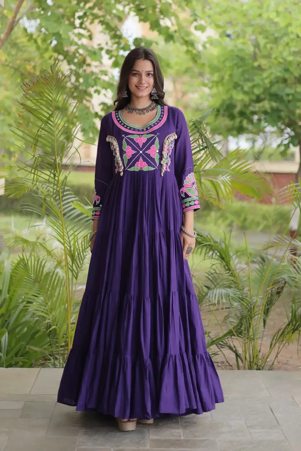 Riva Folk Embroidered Navratri Gown