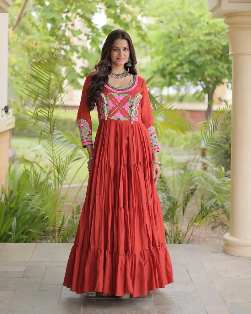 Riva Folk Embroidered Navratri Gown