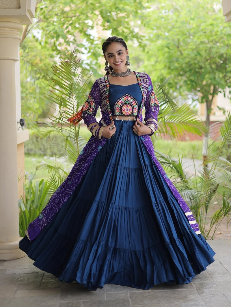 Aarika Bandhani Long Jacket Lehenga