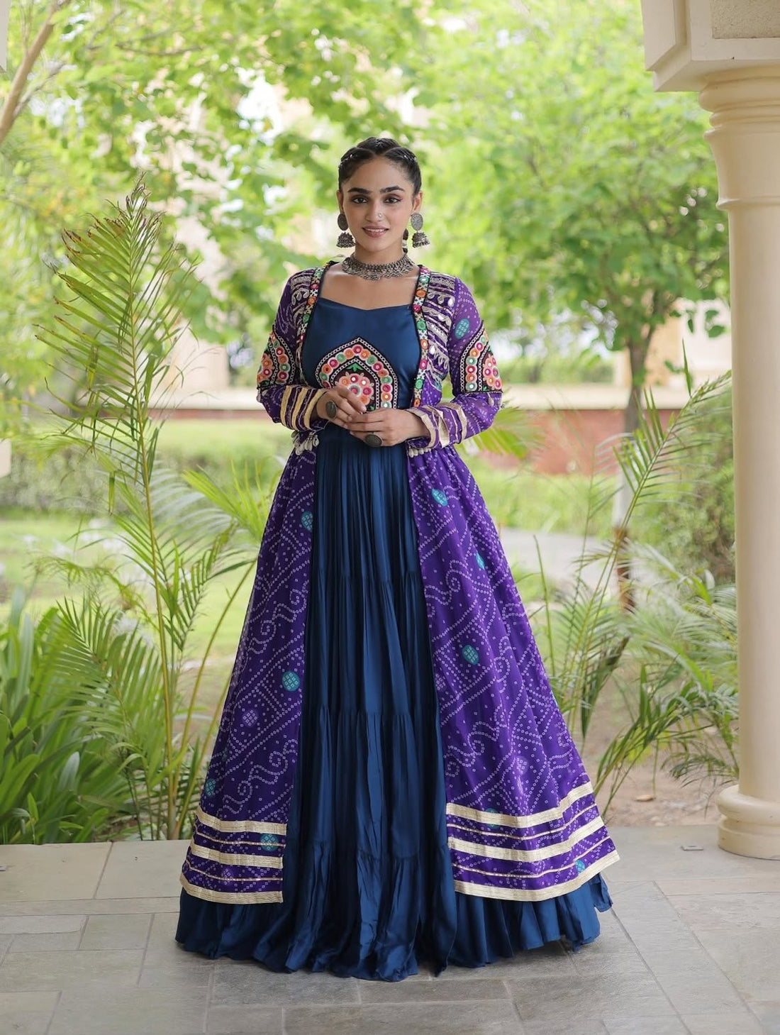 Aarika Bandhani Long Jacket Lehenga