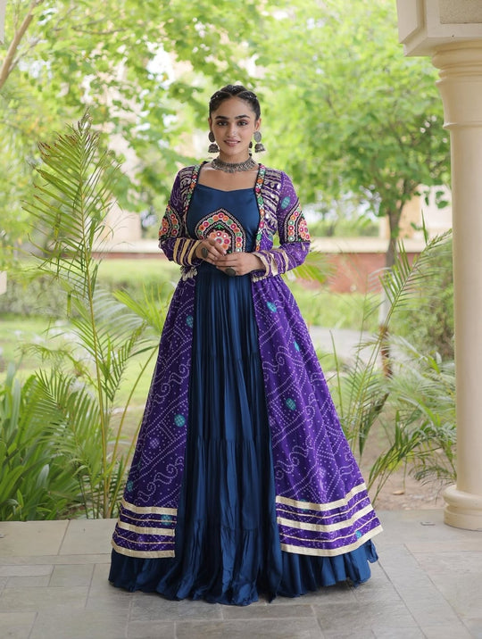 Aarika Bandhani Long Jacket Lehenga