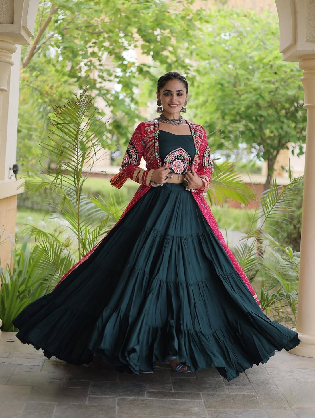 Aarika Bandhani Long Jacket Lehenga