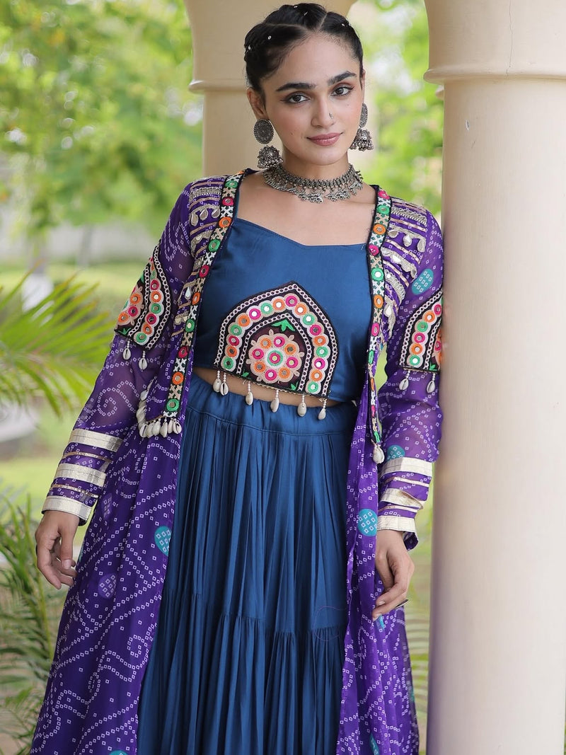 Aarika Bandhani Long Jacket Lehenga