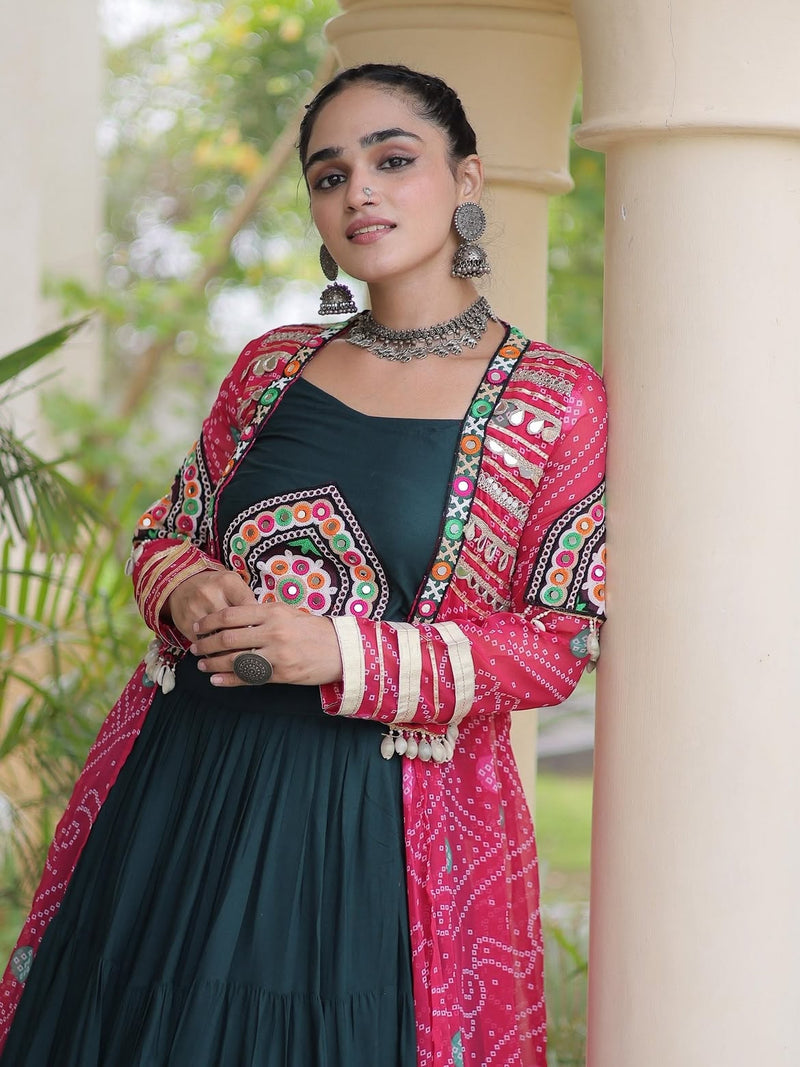Aarika Bandhani Long Jacket Lehenga