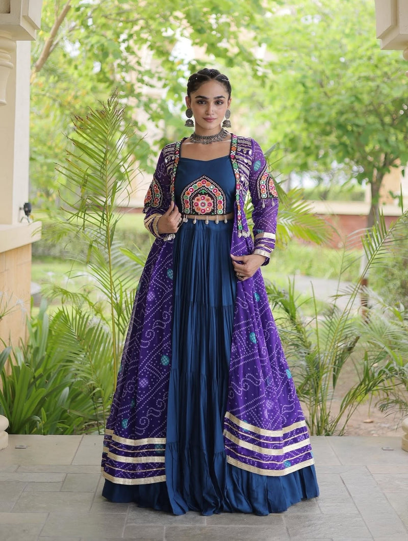 Aarika Bandhani Long Jacket Lehenga