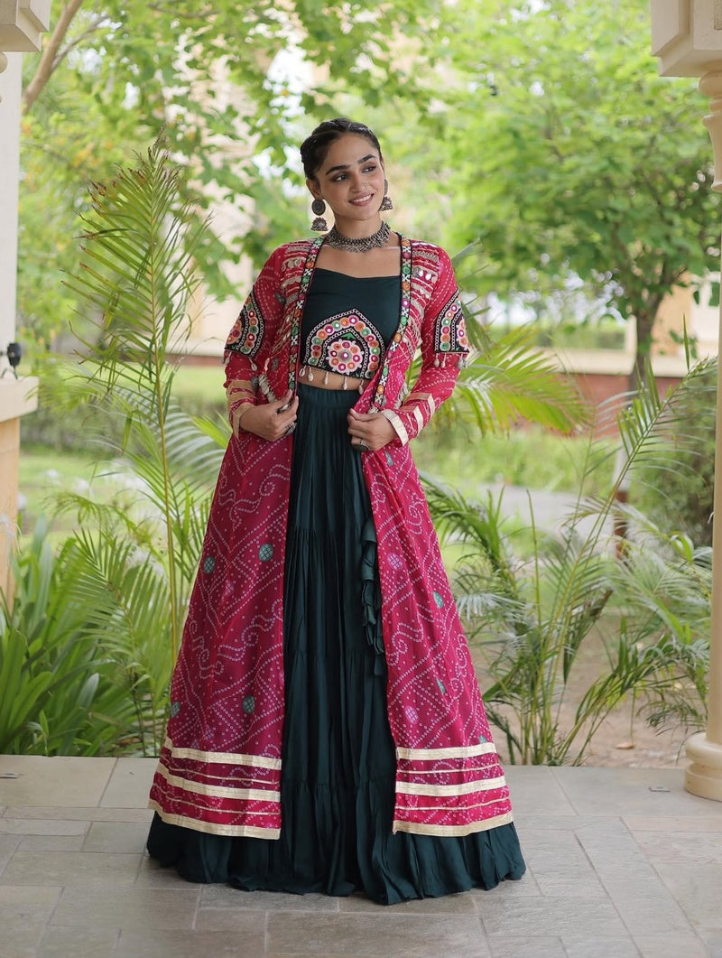 Aarika Bandhani Long Jacket Lehenga