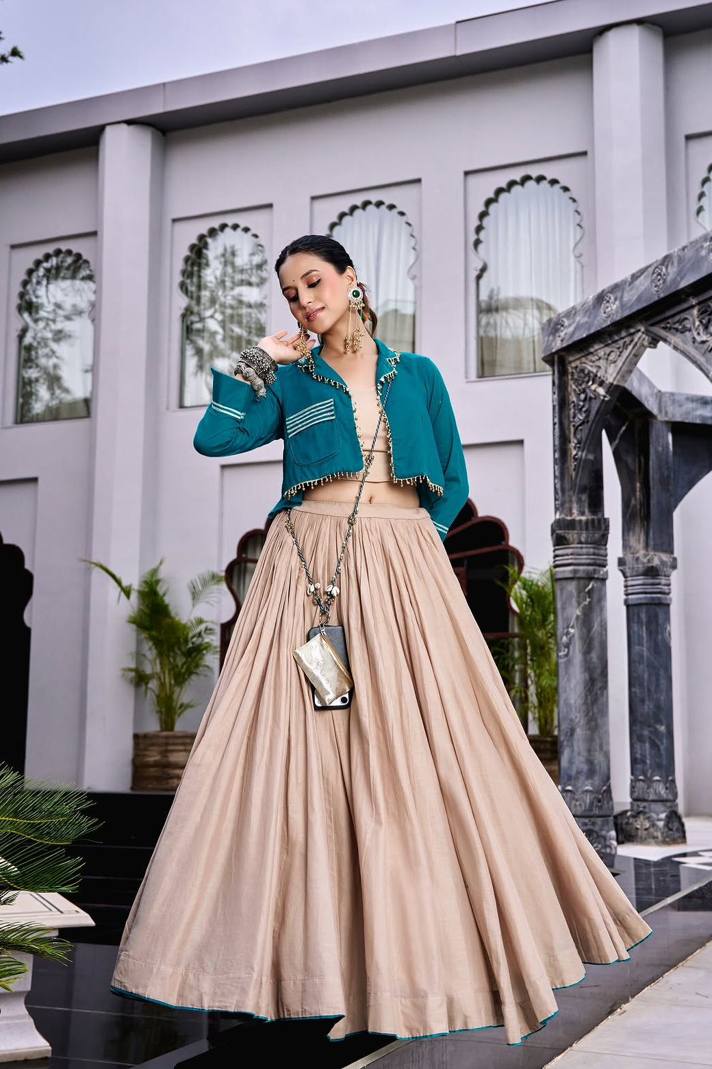 Inaya Burnt Orange Navratri Lehenga