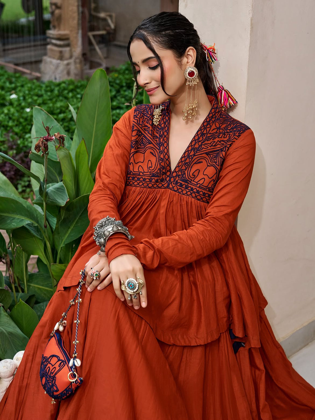 Inaya Burnt Orange Navratri Lehenga