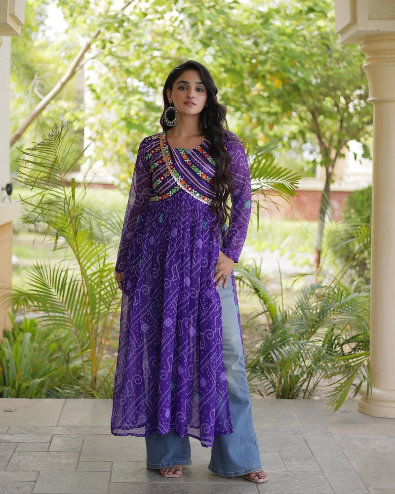 Ruhani Bandhani Patch Kurti