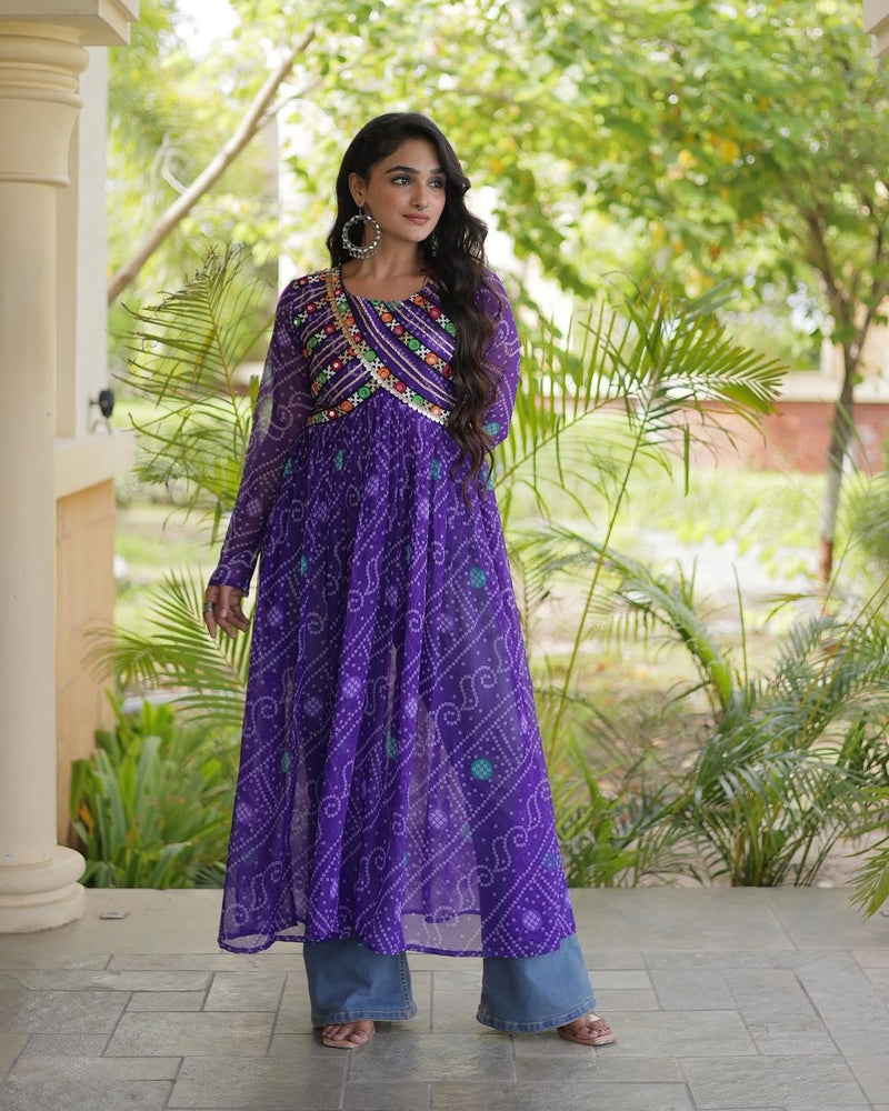 Ruhani Bandhani Patch Kurti