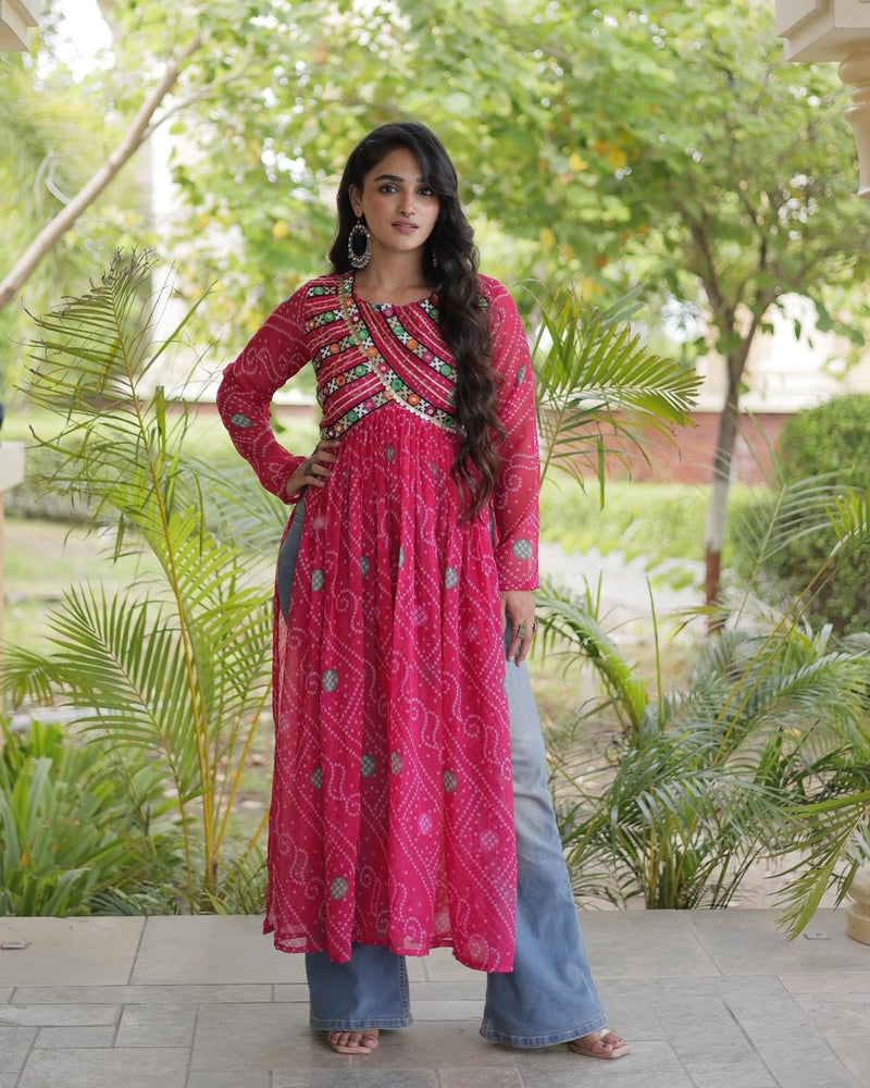 Ruhani Bandhani Patch Kurti