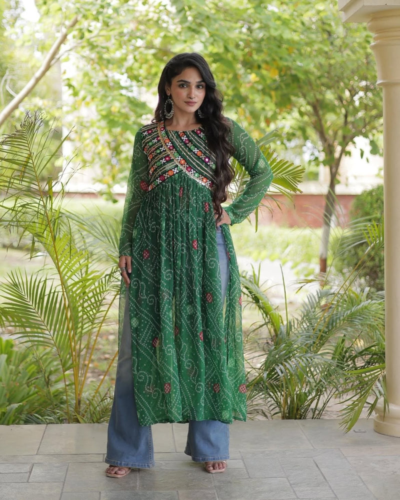 Ruhani Bandhani Patch Kurti