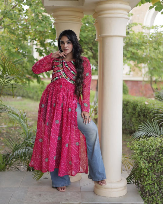 Ruhani Bandhani Patch Kurti