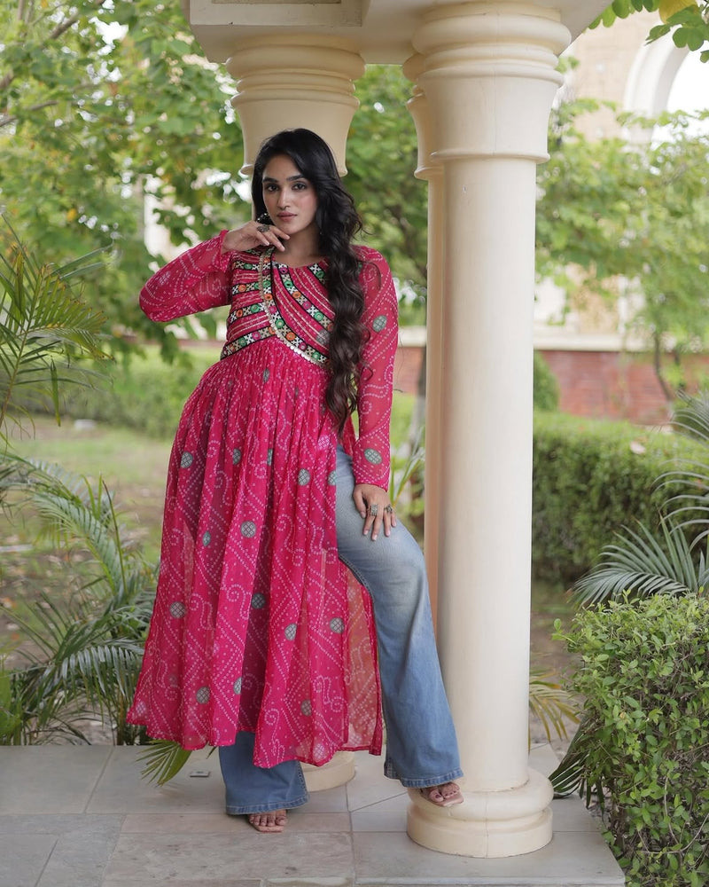 Ruhani Bandhani Patch Kurti