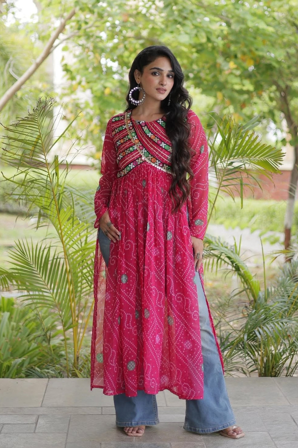 Ruhani Bandhani Patch Kurti