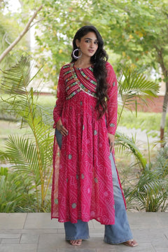 Ruhani Bandhani Patch Kurti
