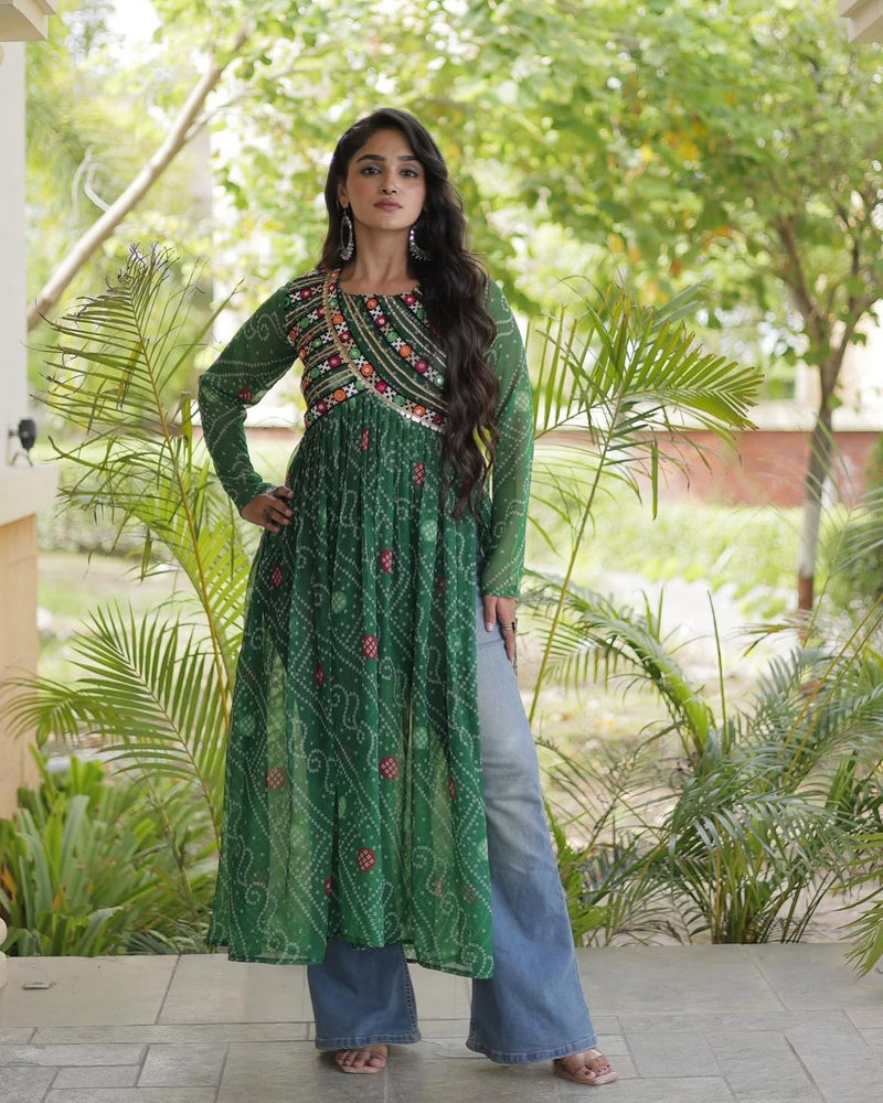 Ruhani Bandhani Patch Kurti