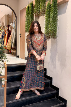 Vanya Printed Long Kaftan Plazo Set