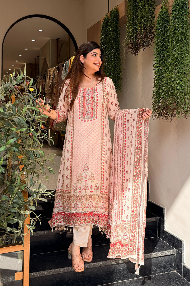 Blush Bloom Printed Georgette Suit Set