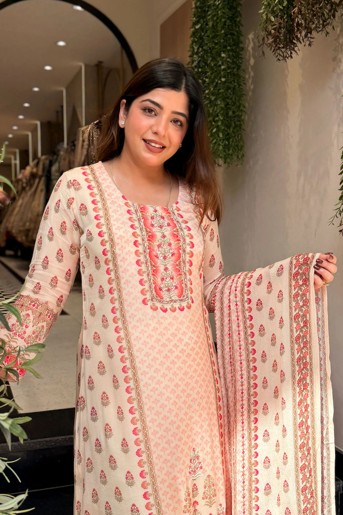 Blush Bloom Printed Georgette Suit Set