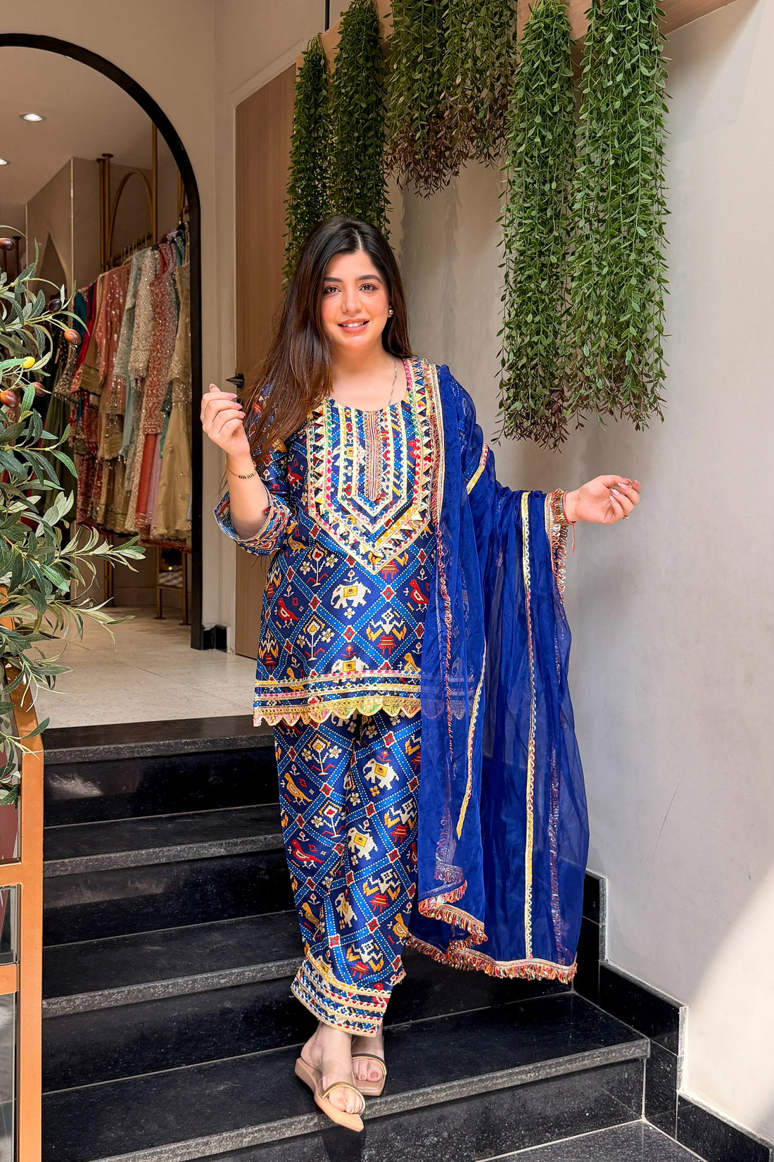 Women's Printed & Embroidered Silk Suit Set with Dupatta