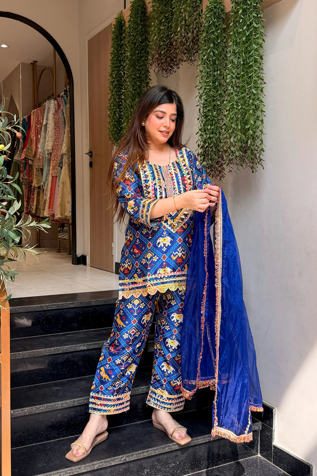 Women's Printed & Embroidered Silk Suit Set with Dupatta