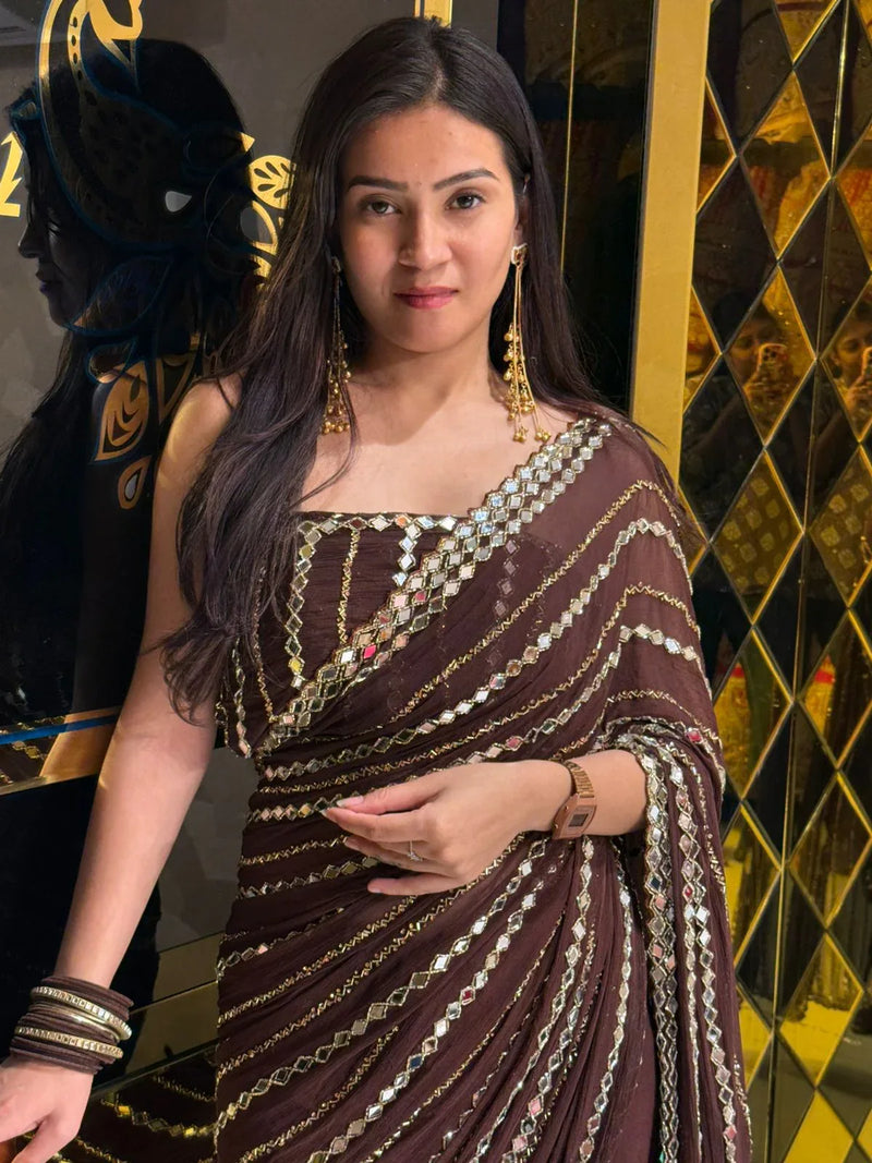 Premium Handwork Pure Chiffon Saree