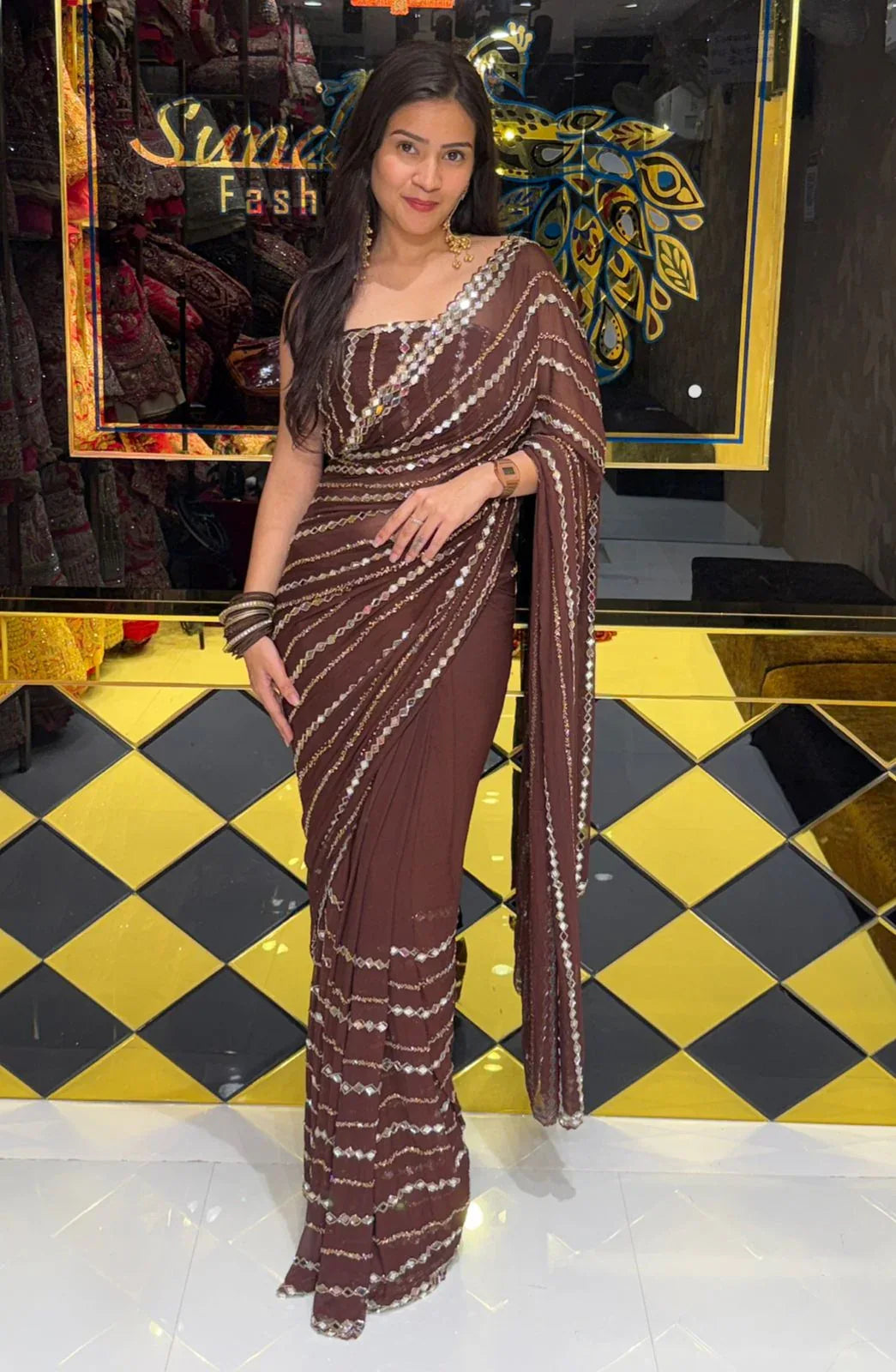 Premium Handwork Pure Chiffon Saree