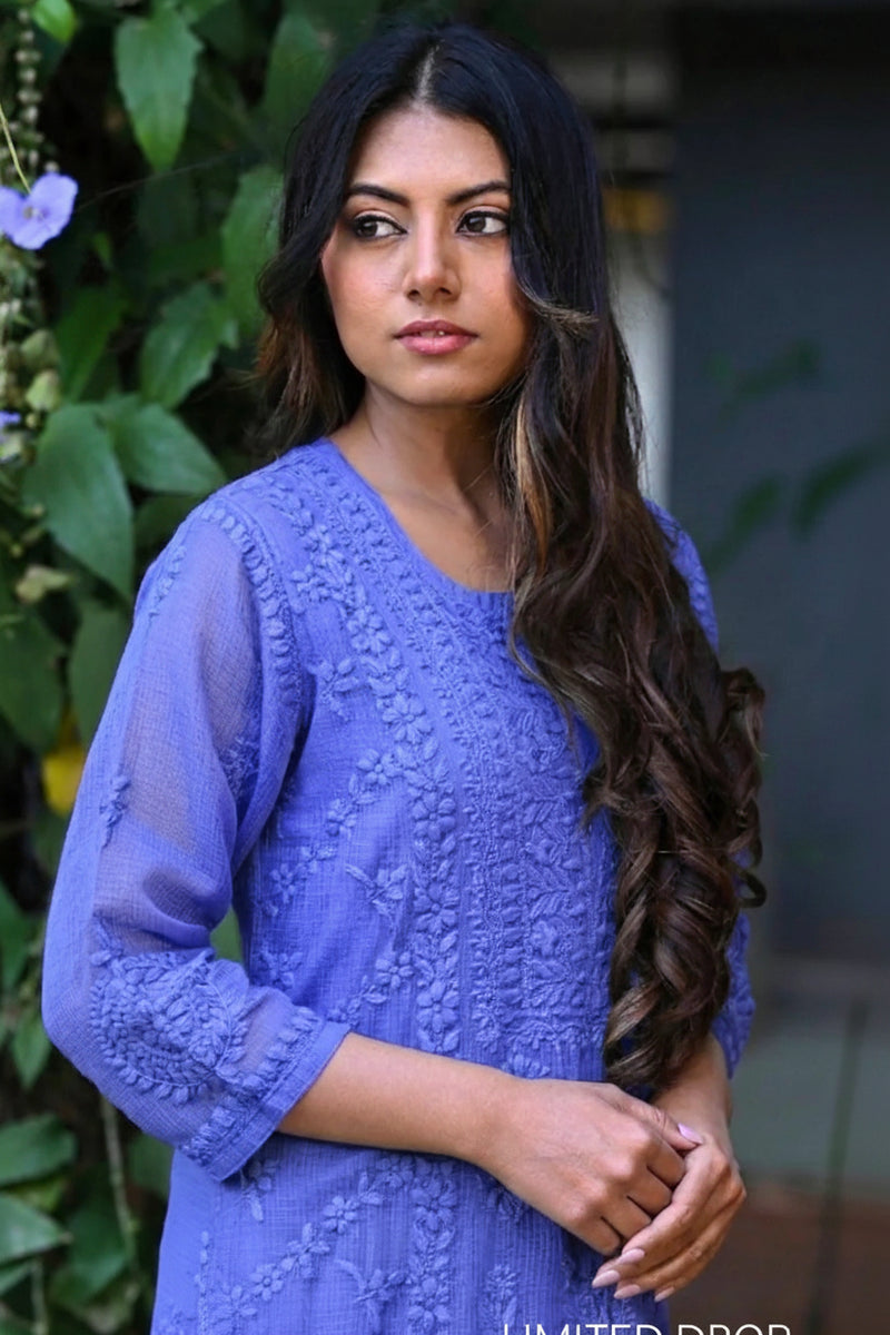 Noor Pista Pure Kota  Chikankari Kurta Set