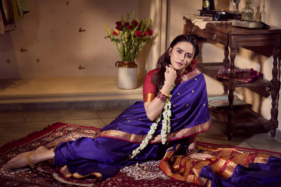 Pure Silk Jijamata  Saree – Rani Pink with Gold Zari Border