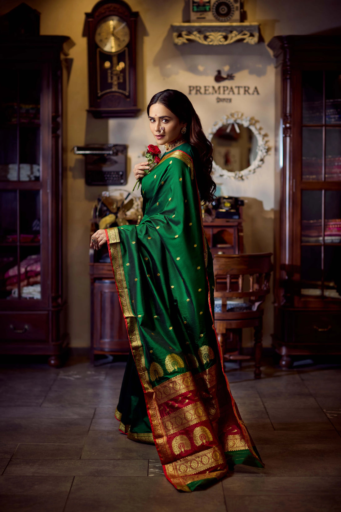 Pure Silk Jijamata  Saree – Rani Pink with Gold Zari Border