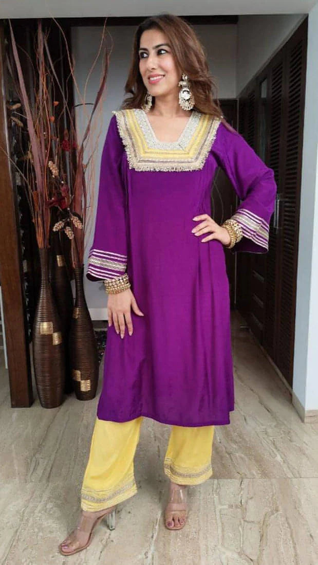 Yellow and Green  Kurta Set