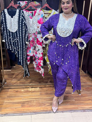 Purple mirror work women's coord set