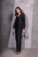 Black Eclipse Knotted Skirt with top Co-ord set