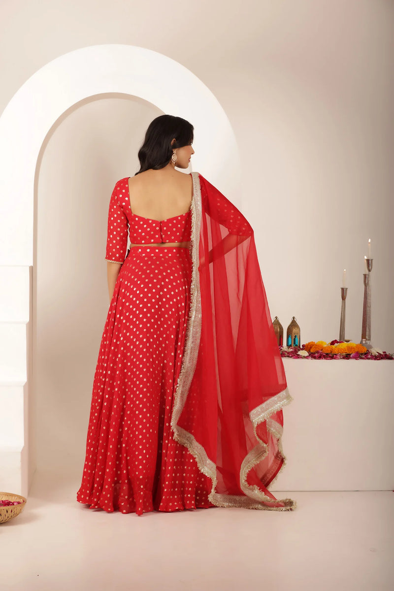 Ruby Noor Festive Golden Butti Lehenga Set