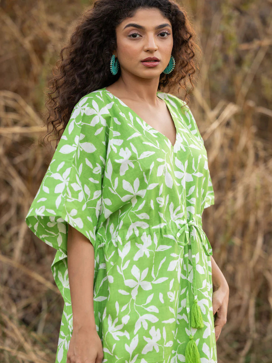 green and white kaftan