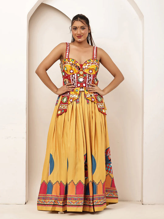 Rajwadi Folk Print skirt